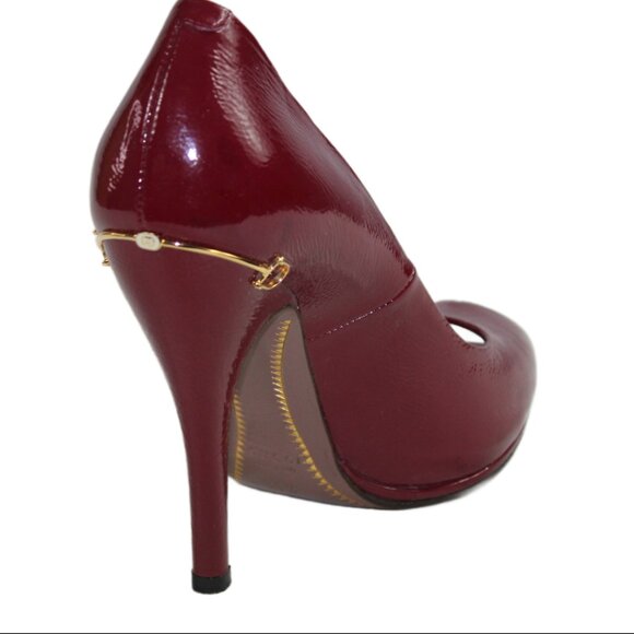 Gucci Venice Naplack Light Prune Patent Leather Peep Toe Stiletto, Size 36.5 - Picture 4 of 9